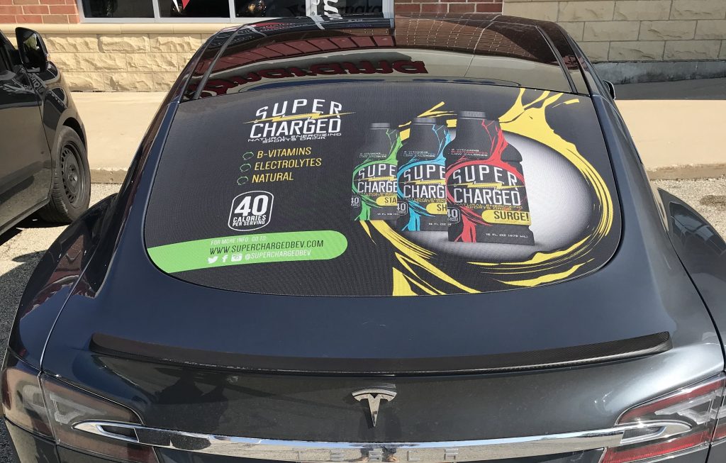 Super Charged Perferated Vinyl Vehicle Graphic