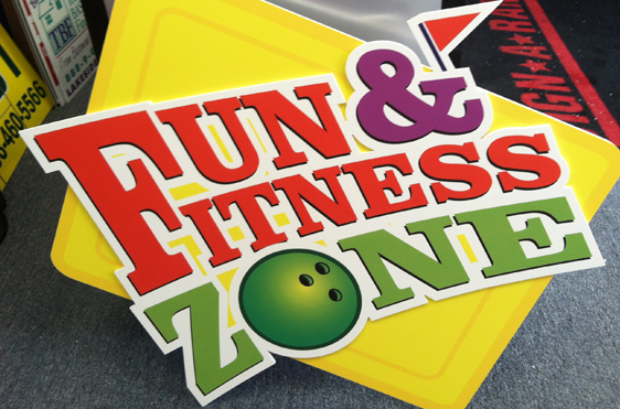 Example of interior signs for Fun & Fitness Zone.